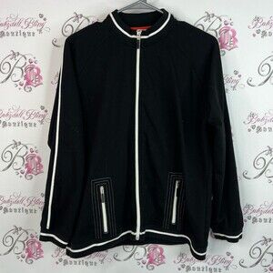 Blast sweater zip up Black Jacket vintage long sleeve top shirt Red white Trim